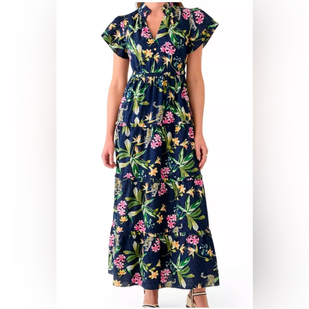 Crown & Ivy Navy Floral Maxi Dress